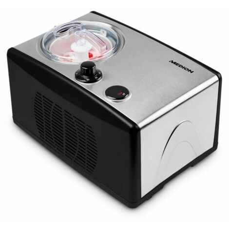 MEDION Sorbetiere et yaourtiere électrique en aluminium avec compresseur, machine a glace d'une capacité d'1,5 litre (correspo