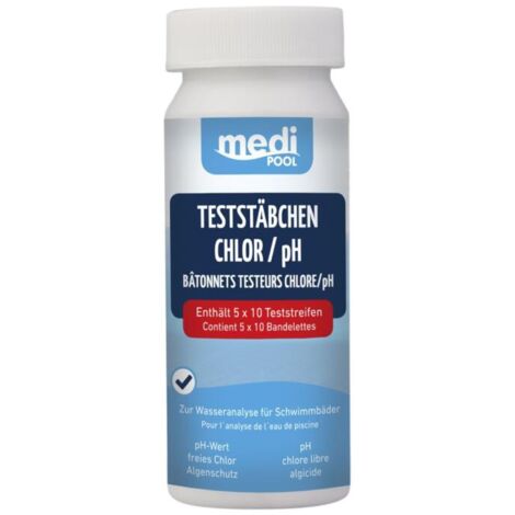 Medipool Schwimmbadpflege TestStäbchen Chlor/pH, 50 Stück