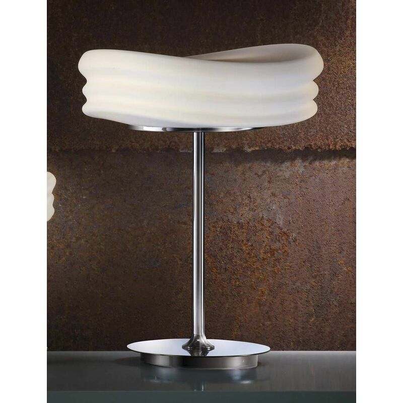 09diyas - Mediterraneo Table Lamp 2 Bulbs E27 Medium, polished chrome / frosted white glass