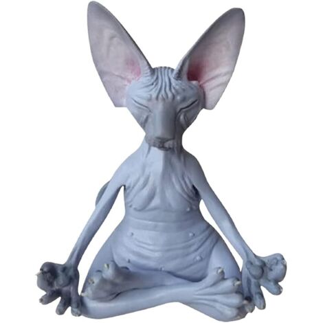 Meditierende Sphynx-Katze – Sammelbare Meditationsstatue einer Sphynx-Katze, meditierende Katzenfiguren, Yoga-Statue, Skulptur einer Zen-Katze in entspannter Pose als Dekoration für den Rasen