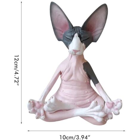Meditierende Sphynx-Katzenstatue – Buddha-Katzenstatue, Kunstharzmodell, 8 x 4 cm, Rosa/Schwarz/Grau, Privatsammlung, Inneneinrichtung