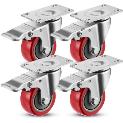 Meditool 4pcs 75mm ruote girevoli,Ruote per mobili,Rosso