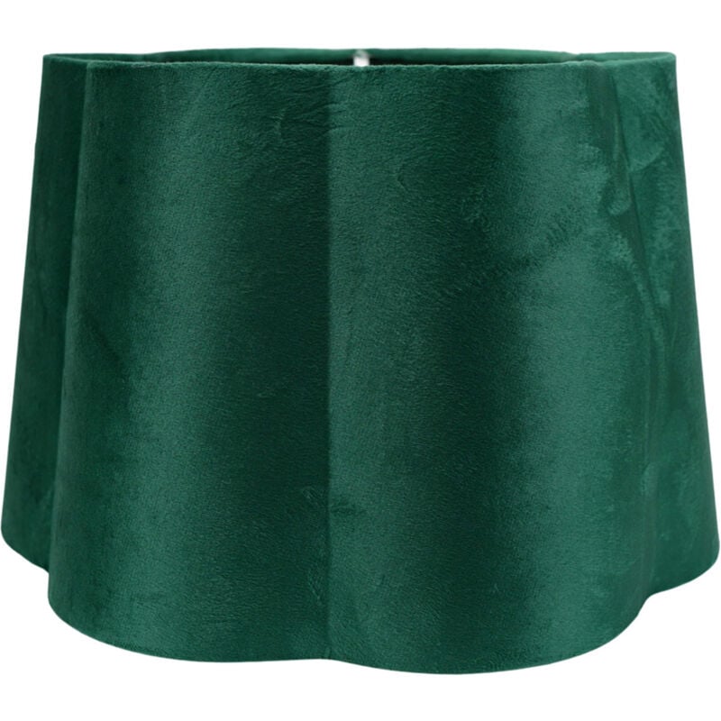 Amy Forest Green Velvet Scallop Shape Ceiling Floor Table Lamp Shade with LED Bulb