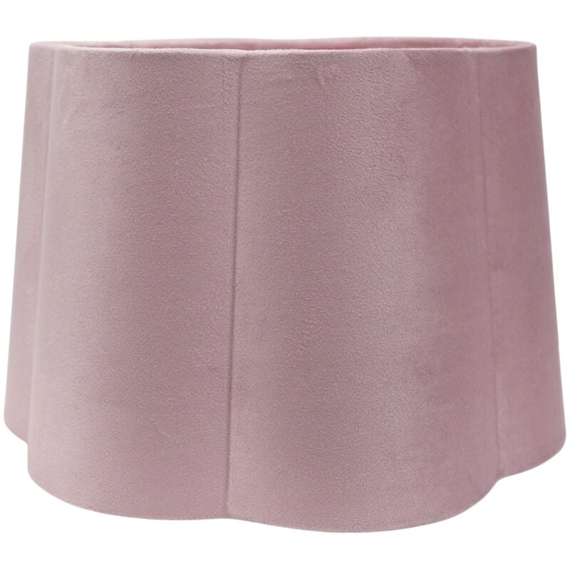 Amy Blush Pink Velvet Scallop Shape Ceiling Floor Table Lamp Shade with LED Bulb