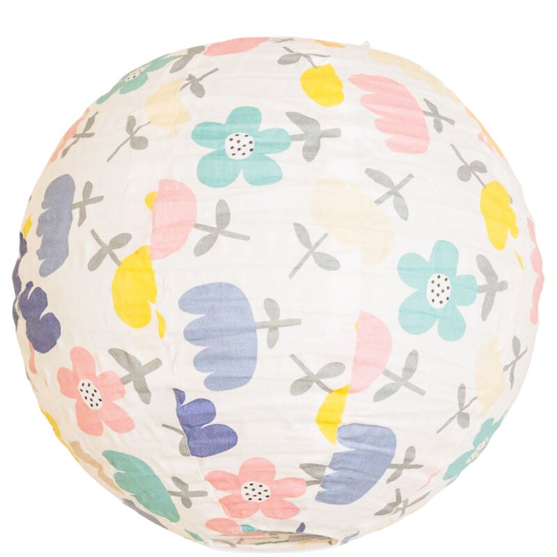 Annie Bold Floral Natural Fabric Globe Ball Ceiling Lamp Shade