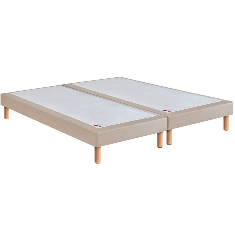 Sommier tapissier 2x80x200cm - Beige - MÉDIUM EGÉRIE