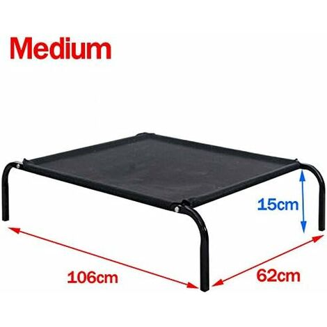 Medium Elevated Dog Cat Sleep Bed Portable Indoor Relaxing Sleeping Bed Outdoor Camping Basket Raised Cot Breathable Mesh Pet Cot Metal Frame, 106cm x 62cm x 15cm
