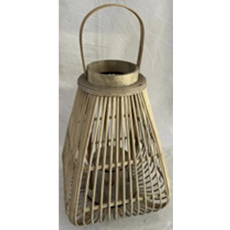 Medium Peardrop Lantern with Glass Holder - Wicker - L26 x W26 x H35 cm