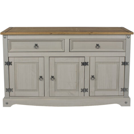 Medium Sideboard - Pine - 132 x 43 x 80.6 cm - Grey Wax/Antique Waxed Pine