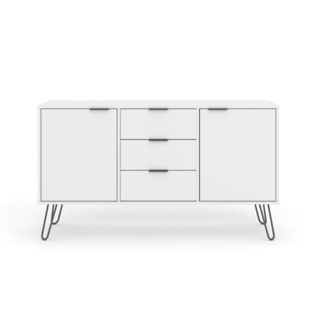 CORE PRODUCTS Medium Sideboard with 3 Drawers, 2 Doors Hardwearing Finish - Manufactured Wood Fibre Board/Metal - 130.6 x 43 x 73.6 cm - White