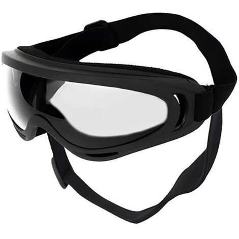 Medium to large dog UV-protective goggles - waterproof and windproof sunglasses with adjustable elastic straps - outdoor hiking and running glasses (black frame - clear lens)