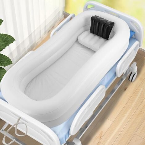 SENDERPICK Medizinische aufblasbare Duschbadewanne, Tisch-Duschbadewanne mit Pumpe für ältere Menschen, Behinderte, Bettlägerige und Kranke im Bett