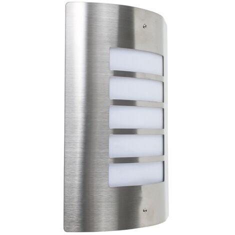Medlock Stainless Steel and Frosted Lens IP44 Rated Outdoor Wall Mounted Security Light