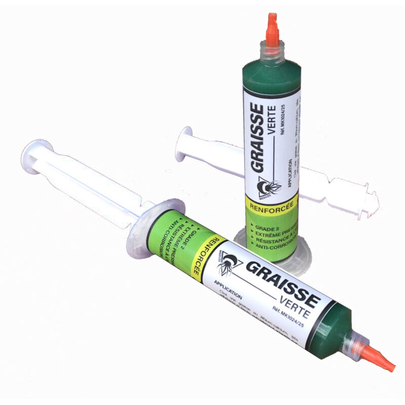 Méduze - 2 graisses vertes en seringue 25g - Grade nlgi 2 - Extrême pression - Usage facile et propre - Refermable - Multiusages