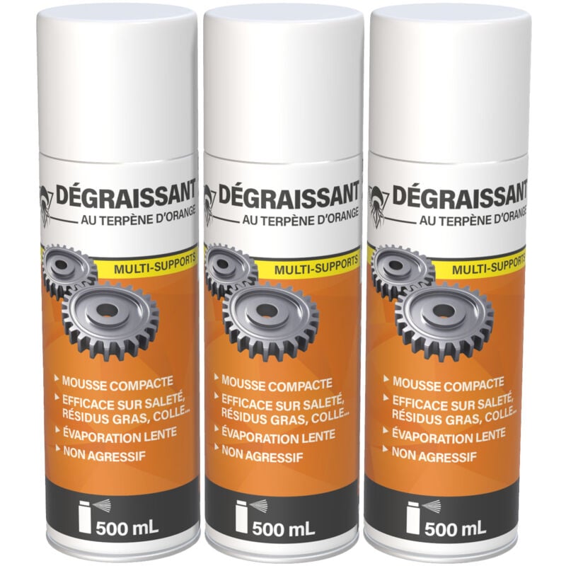Méduze - 3 dégraissants terpène d'orange en aérosol 500mL - Multifonctions - Professionnel