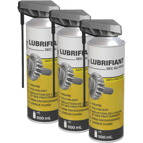 Méduze - 3 lubrifiants PTFE en aérosol 500mL - Propre et sec - Anti friction - Professionnel