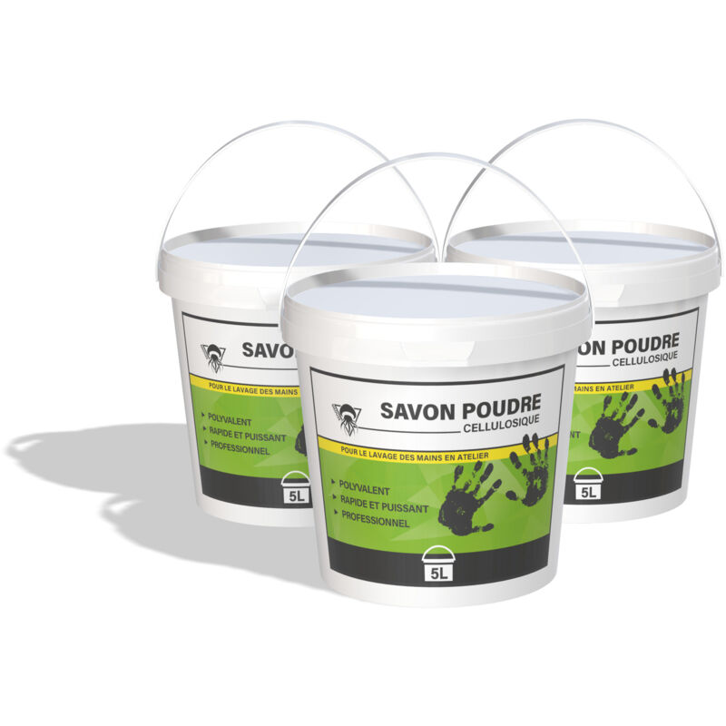 Méduze - 3 savons poudre cellulosique 5L - Travaux mécaniques - Efficacité maximale sur cambouis, graisse, peinture - Professionnel
