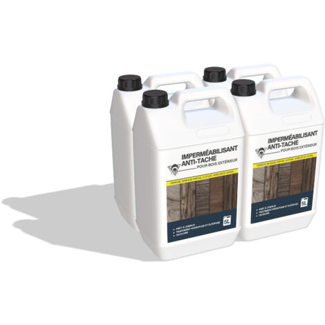 Méduze - 4 imperméabilisants et anti-tache pour bois extérieur 5L - Produit 2 en 1 - Prêt à l’emploi - Incolore - Respirant - Professionnel