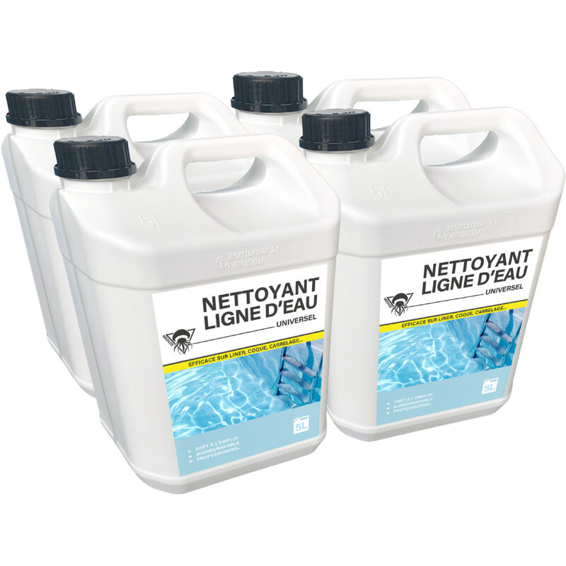 4 nettoyants pour ligne d'eau 5L - Universel - Biodégradable - Professionnel - Méduze