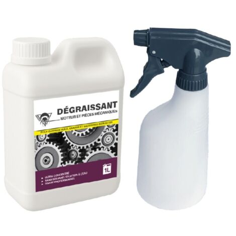 Méduze - Dégraissant moteur 1L  + Pulvérisateur - Ultra concentré diluable - Élimine graisse et saleté - Formulation sans solvant