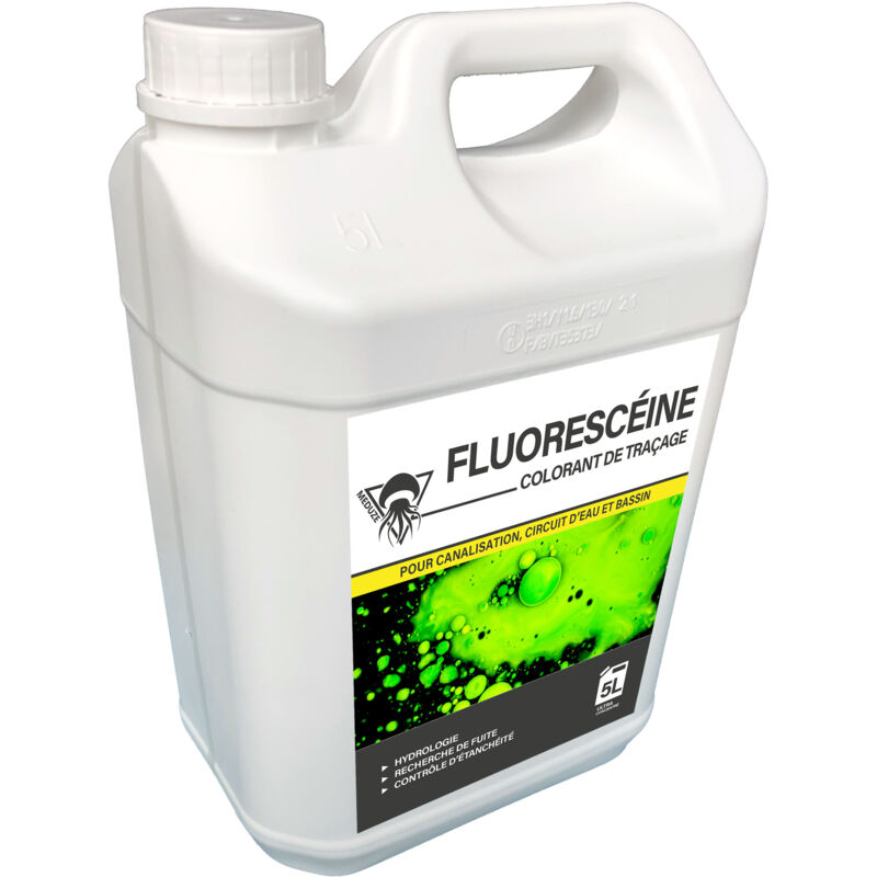 Méduze - Fluorescéine concentrée avec bouchon doseur 5L - Colorant diluable à l'eau - Multiusages