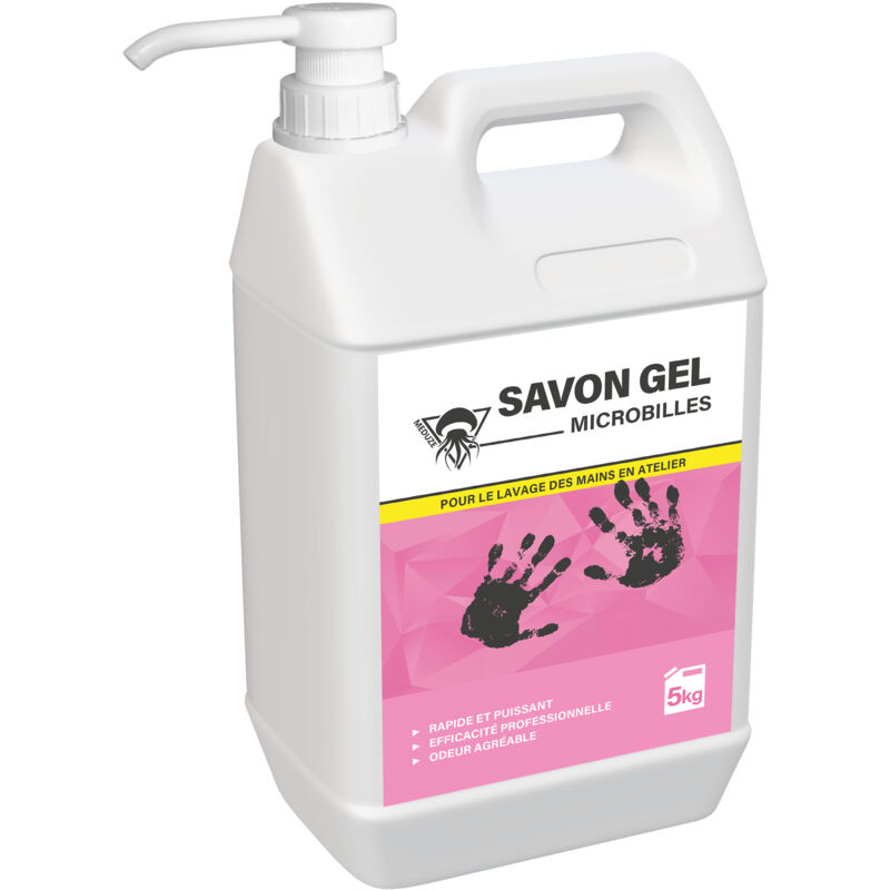 Gel main microbilles sans solvant 5 kg - Avec pompe doseuse - Lavage approfondi - Professionnel - Méduze