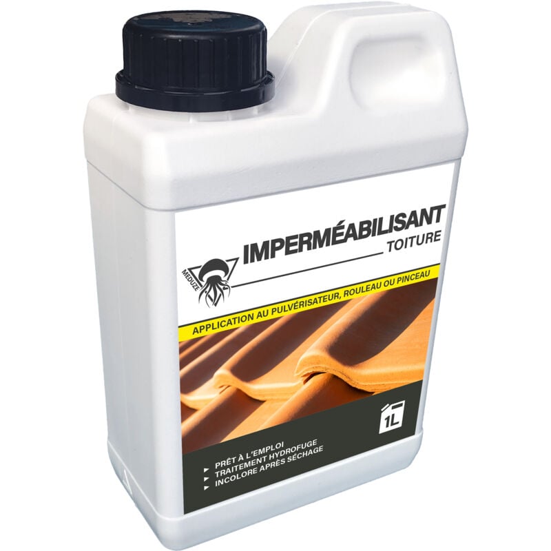 Imperméabilisant hydrofuge pour toiture 1L - Prêt à l'emploi - Invisible après séchage - Effet perlant - Professionnel - Méduze