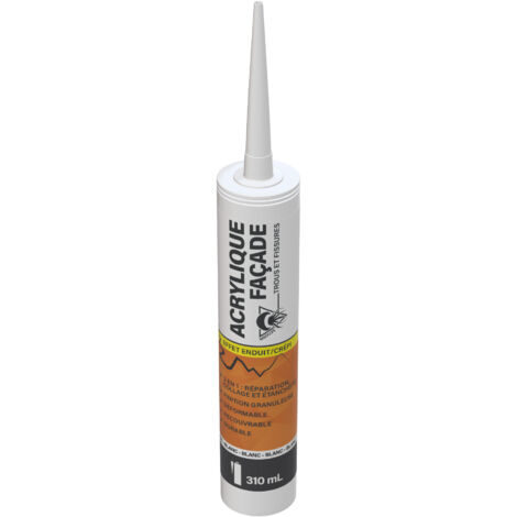 Méduze - Mastic acrylique universel pour façade 310 mL - BLANC - Réparation de trous et fissures - Texture granuleuse - Étanche - Professionnel