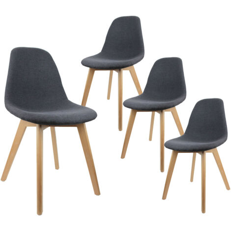 MEDYNA - Lot de 4 Chaises Scandinaves Noires