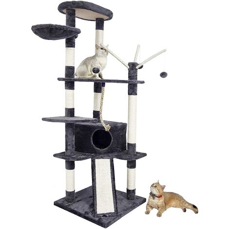 Arbre à Chat Grande Taille Griffe de Chat Cadre d'escalade de Chat Planche à Gratter Palais de Chat - 168cm  - Meerveil