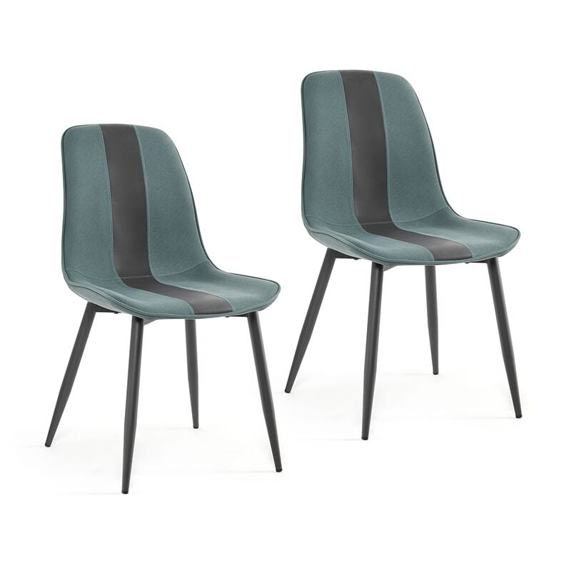 Mondeer - Chaises de Salle à manger chaise cuisine en tissu avec pieds en métal salle à manger(lac bleu lot de 2)