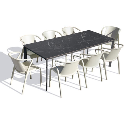 Conjunto de mesa de jardín con sus sillas, Aluminio, 8 plazas, Gris oscuro,  Philadelphie