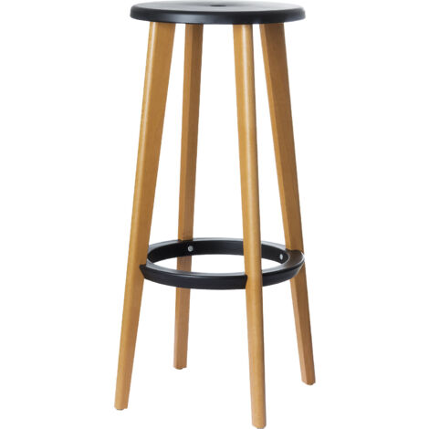 meet, Tabouret de bar WOODY, avec pieds en bois, lot de 2,