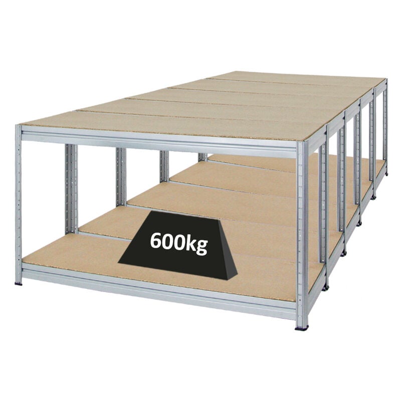 Mega Deal 5x Etabli dino réglable en hauteur HxLxP 90x160x60cm Capacité de charge 600kg Galvanisé Etabli d'Atelier, Table de Travail & Bricolage