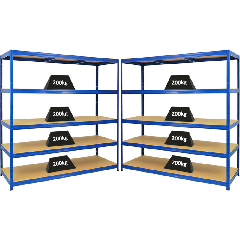 Mega Deal 2x étagère robuste giant elephant HxLxP 180x180x60cm Charge du compartiment 200kg Bleu