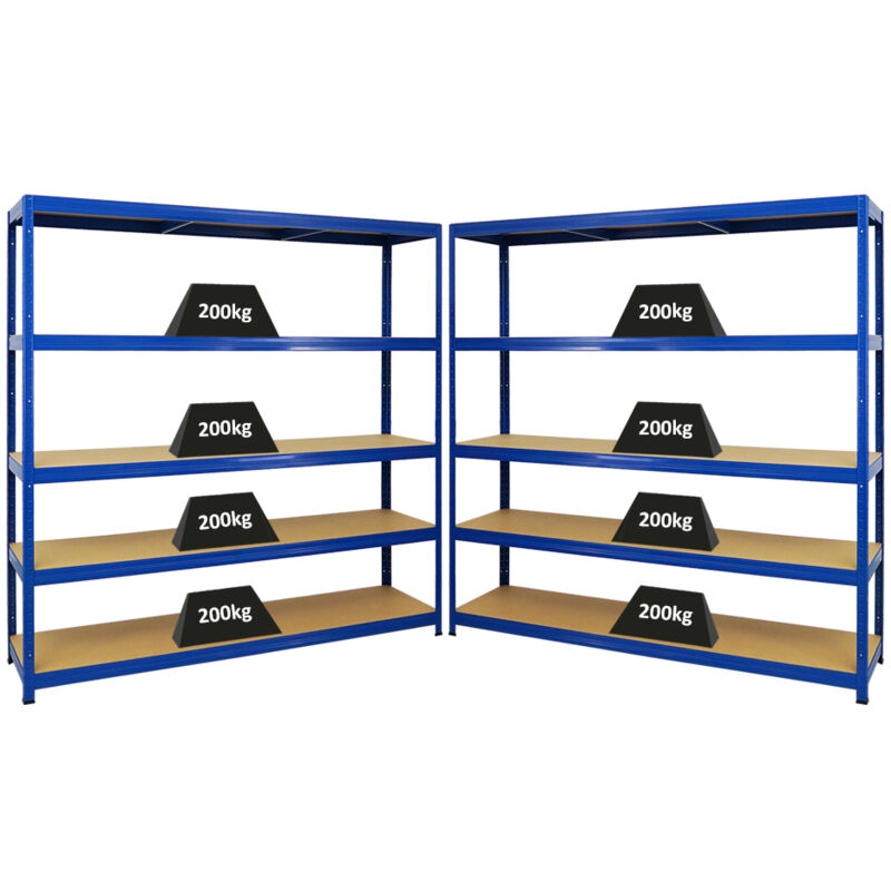 Mega Deal 2x étagère robuste giant elephant HxLxP 180x180x45cm Charge du compartiment 200kg Bleu