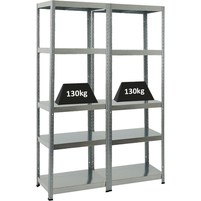 Proregal-preiswerte Qualität - Mega Deal 2x Étagère charge lourde steel eagle HxLxP 180x60x40cm 130kg par niveau Galvanisé Lot d'étagères robustes de