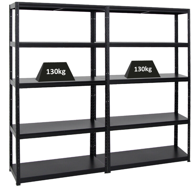 Proregal-preiswerte Qualität - Mega Deal 2x Étagère charge lourde steel eagle HxLxP 180x100x40cm 130kg par niveau Noir Lot d'étagères robustes de