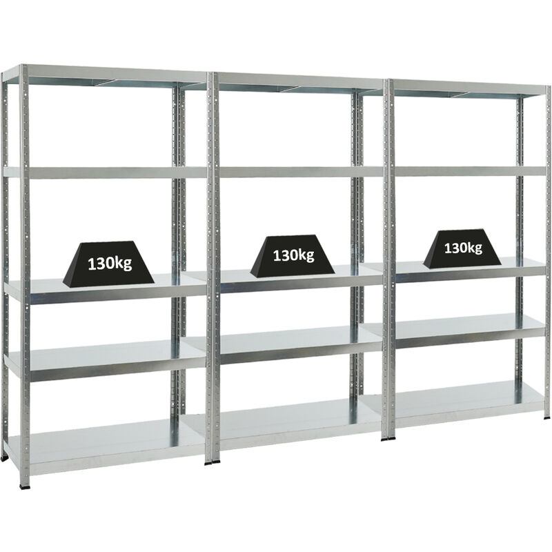 Mega Deal 3x Étagère charge lourde steel eagle HxLxP 180x90x40cm 130kg par niveau Galvanisé Étagère Robuste de Garage, Atelier, Cave, sous-Sol,