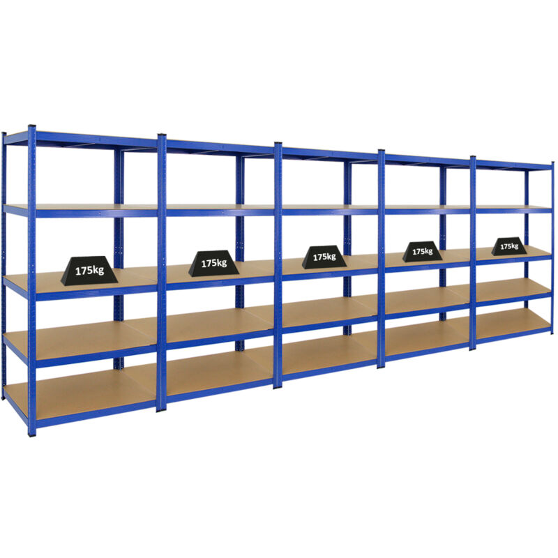 Mega Deal 5x étagère robuste taurus HxLxP 180x90x60cm Charge du compartiment 175kg Bleu étagère de garage étagère de cave