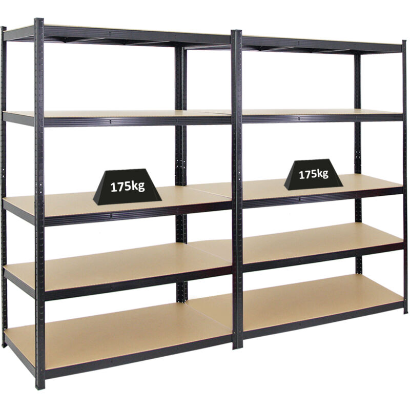 Mega Deal 2x étagère robuste taurus HxLxP 180x120x60 cm Charge du compartiment 175kg Noir étagère de garage étagère de cave