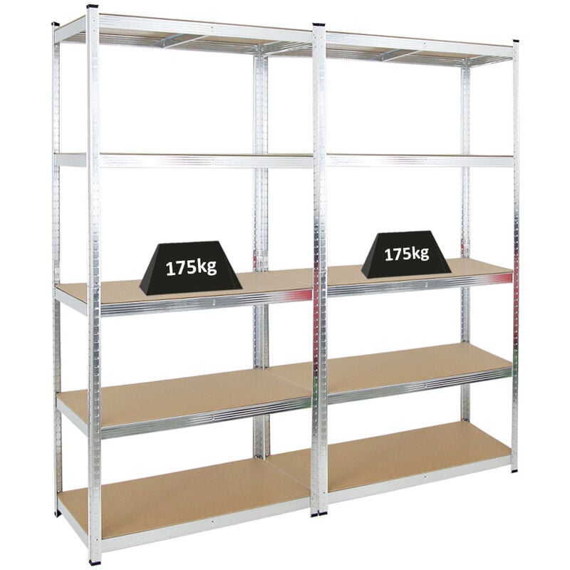 Mega Deal 2x étagère robuste giant ragnar HxLxP 200x100x50cm Charge du compartiment 175kg Galvanisé Étagère de garage, étagère de cave - Verzinkt