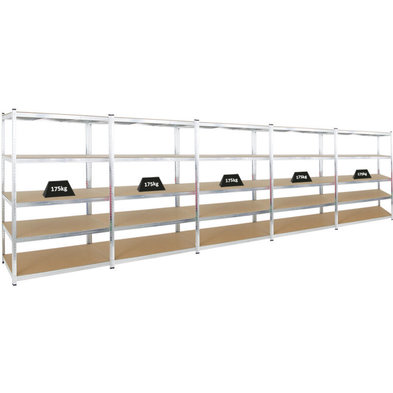 Mega Deal 5x étagère robuste ragnar HxLxP 180x120x60cm Charge du compartiment 175kg Galvanisé Étagère de garage, étagère de cave