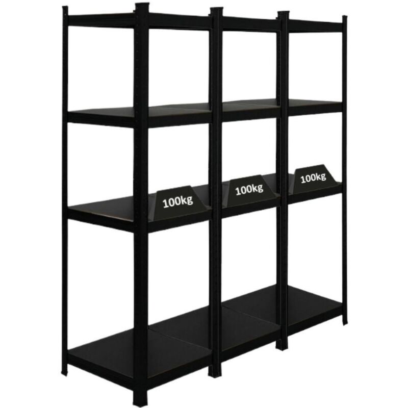 Mega Deal 3x All Black Series étagère pour charges lourdes Ragnar HxLxP 150x45x45cm Capacité de charge 100kg Noir mat