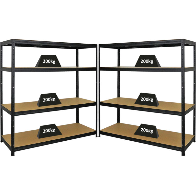 Mega Deal 2x étagère pour charges lourdes Giant Elephant HxLxP 160x150x60cm Capacité de charge 200kg Noir