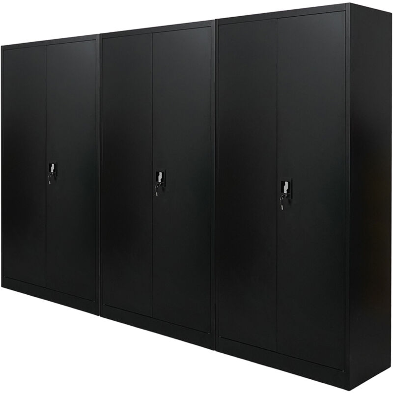 Mega Deal 3x Armoire à portes battantes elephant HxLxP 185x90x40cm 4 étagères Noir - Schwarz