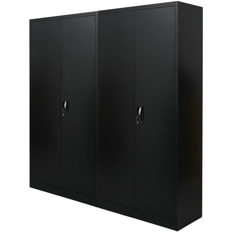Mega Deal 2x Armoire à portes battantes elephant HxLxP 185x90x40cm 4 étagères Noir - Schwarz