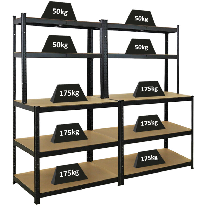 Mega Deal 2x Profi Établi giant beast HxLxP 180x100x60cm Capacité de charge par tablette 175kg Noir