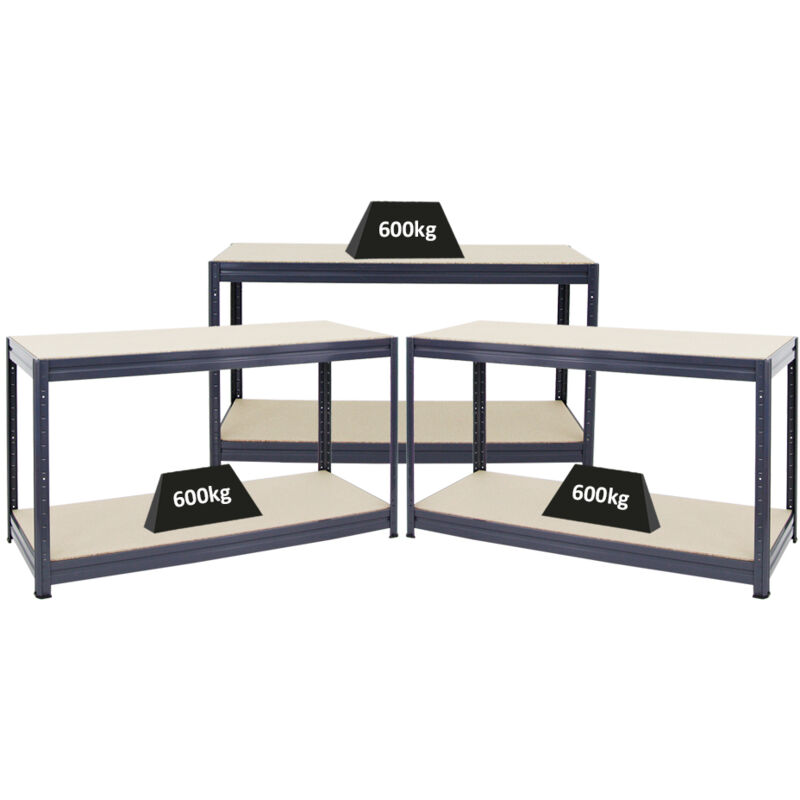 Proregal - Mega Deal 3x Établi réglable en hauteur dino HxLxP 90x160x60cm Capacité de charge 600kg Gris