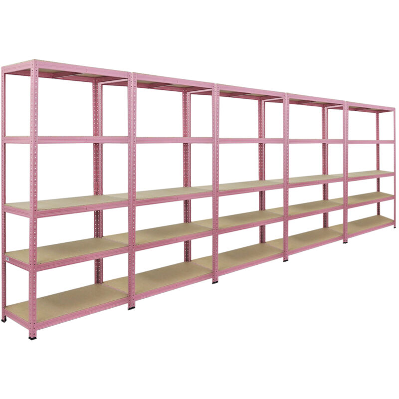 Mega Deal 5x Étagère de Rangement Bibliothèque pink lady HxLxP 180x90x40cm Capacité de charge 175kg 5 Niveaux Pink